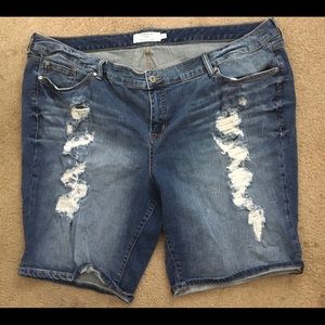 NEW Distressed Denim Bermuda Shorts